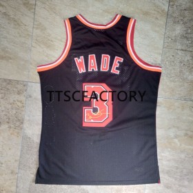 Maillot Basket Homme Miami Heat WADE 3 Retro Mitchellness Noir Swingman